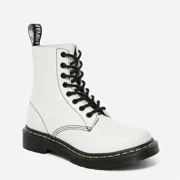 Dr. Martens Shoes - Dr. Martens 1460 White Leather Combat Boots 6 Lace Up Grunge Punk